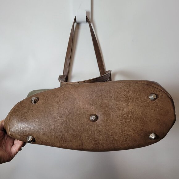 Little Unicorn City Walk Tote - Olive Multiple Pockets Canvas & Faux Leather - Picture 7 of 10